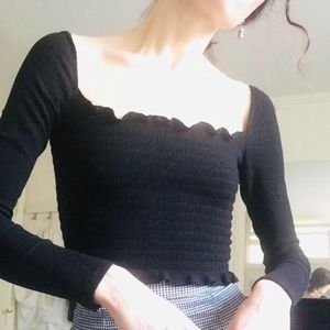 Black square neck reformation top